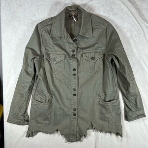 We The Free Size Small Free People Brown Military Moonchild Distressed Coat C18